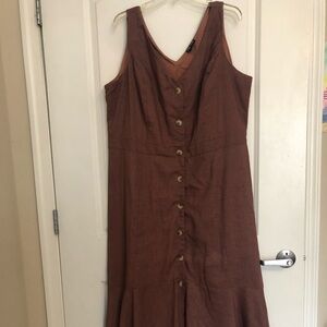 City Chic Brown Midi Dress with Buttons